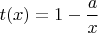 $t(x)=1-\dfrac ax$