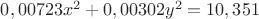 $0,00723x^2+0,00302y^2=10,351$