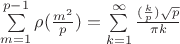 $\sum\limits_{m=1}^{p-1} \rho(\frac{m^2}{p})=\sum\limits_{k=1}^{\infty}\frac{(\frac{k}{p})\sqrt{p}}{\pi k}$