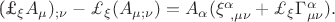 (\pounds_{\xi}A_{\mu})_{;\nu}-\pounds_{\xi}(A_{\mu ;\nu})=A_{\alpha}(\xi^{\alpha}_{\ ,\mu\nu}+\pounds_{\xi}\Gamma^{\alpha}_{\mu\nu}).