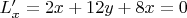 $L'_x=2x+12y+8\lamda x=0$