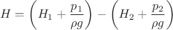 $H_{расп} = \left(H_1 + \dfrac{p_1}{\rho g}\right) - \left(H_2 + \dfrac{p_2}{\rho g}\right)$