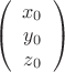 $ \left( \begin{array}{c} x_{0} \\
y_{0} \\
z_{0} \\
 \end{array} \right)$