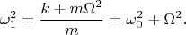 $$\omega_1^2 = \frac{k + m\Omega^2}m = \omega_0^2 + \Omega^2.$$