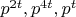 $p^{2 t}, p^{4 t}, p^{t}$