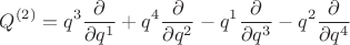 $$
Q^{(2)} = q^3 \frac{\partial}{\partial q^1}
+ q^4 \frac{\partial}{\partial q^2}
- q^1 \frac{\partial}{\partial q^3}
- q^2 \frac{\partial}{\partial q^4}
$$