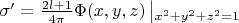 $\sigma' = \frac{2l + 1}{4\pi}\Phi(x, y, z)\left|_{x^2 + y^2 + z^2 = 1} \right.$