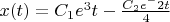 $x(t)=C_1e^3t-\frac{C_2e^-2t}{4}$