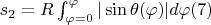 $s_2=R\int_{\varphi=0}^{\varphi}|\sin\theta(\varphi)|d\varphi\eqno(7) $