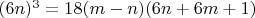 $(6n)^3=18(m-n)(6n+6m+1)$