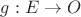 $g:E\to O$