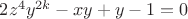 $2z^4y^{2k}-xy+y-1=0$ $2z^4y^{2k}-xy+y-1=0$
