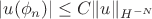$|u(\phi_n)|\le C\| u\|_{H^{-N}}$