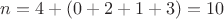 $n=4+(0+2+1+3)= 10$