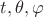 $t,\theta,\varphi$