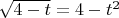 $\sqrt{4-t}=4-t^2$