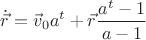 $$\dot{\vec r}=\vec v_0 a^t+\vec r \frac{a^t-1}{a-1}$$