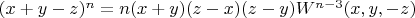 $(x+y-z)^n=n(x+y)(z-x)(z-y)W^{n-3}(x,y,-z)$