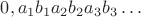$0,a_1b_1a_2b_2a_3b_3\ldots$