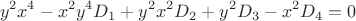 $$y^2x^4-x^2y^4D_1+y^2x^2D_2+y^2D_3-x^2D_4=0$$