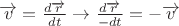 $\overrightarrow v=\frac{d\overrightarrow r}{dt}\to \frac{d\overrightarrow r}{-dt}=-\overrightarrow v$