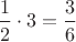 $\dfrac{1}{2}\cdot3=\dfrac{3}{6}$