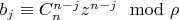 $b_j \equiv C_n^{n-j} z^{n-j} \mod \rho$