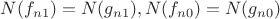 $N(f_{n1})=N(g_{n1}), N(f_{n0})=N(g_{n0})$