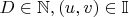 $D\in\mathbb{N}, (u,v)\in\mathbb{I}$