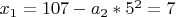 $x_1=107-a_2*5^2=7$