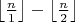 $\left\lfloor \frac{n}{1} \right\rfloor- \left\lfloor \frac{n}{2} \right\rfloor $