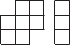 \parbox{2.8cm}{$\begin{picture}(45,25)
\put(5,5){\put(0,0){\line(1,0){16}}\put(0,8){\line(1,0){24}}
\put(0,16){\line(1,0){24}}\put(8,24){\line(1,0){16}}
\put(0,0){\line(0,1){16}}\put(8,0){\line(0,1){24}}
\put(16,0){\line(0,1){24}}\put(24,8){\line(0,1){16}}}
\put(35,5){\put(0,0){\line(1,0){8}}\put(0,8){\line(1,0){8}}
\put(0,16){\line(1,0){8}}\put(0,24){\line(1,0){8}}
\put(0,0){\line(0,1){24}} \put(8,0){\line(0,1){24}}}
\end{picture}$}