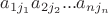 $a_{1j_1}a_{2j_2}...a_{nj_n}$