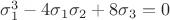 $\sigma_{1}^{3}-4\sigma_{1}\sigma_{2}+8\sigma_{3}=0$ $\sigma_{1}^{3}-4\sigma_{1}\sigma_{2}+8\sigma_{3}=0$