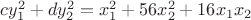 $cy_1^2+dy_2^2 = x_1^2+56x_2^2+16x_1x_2$