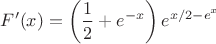 $$F^{\prime}(x) = \left(\frac 12 +e^{-x}\right)e^{x/2-e^{x}}$$