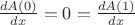 $\frac{dA(0)}{dx}=0=\frac{dA(1)}{dx}$
