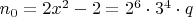 $n_0=2x^2-2= 2^6\cdot3^4\cdot q$