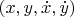 $(x,y,\dot x,\dot y)$