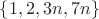 $\{1,2,3n,7n\}$