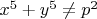 $x^5+y^5\neq p^2$