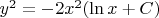 $y^2 = - 2x^2(\ln x+C)$