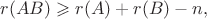 $r(AB) \geqslant r(A)+r(B)-n,$