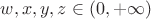 $w,x,y,z \in (0,+\infty)$
