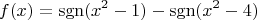 $$f(x)=\operatorname{sgn}(x^2-1)-\operatorname{sgn}(x^2-4)$$