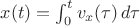 $x(t)=\int_0^t v_x(\tau)\,d\tau$
