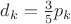 $d_k=\frac{3}{5}p_k$