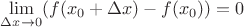 $\lim\limits_{\Delta x \to 0} (f(x_0 + \Delta x) - f(x_0)) = 0$