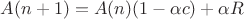 $A(n+1)=A(n)(1-\alpha c)+\alpha R$