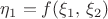 $\eta_1 = f(\xi_1, \,\xi_2)$